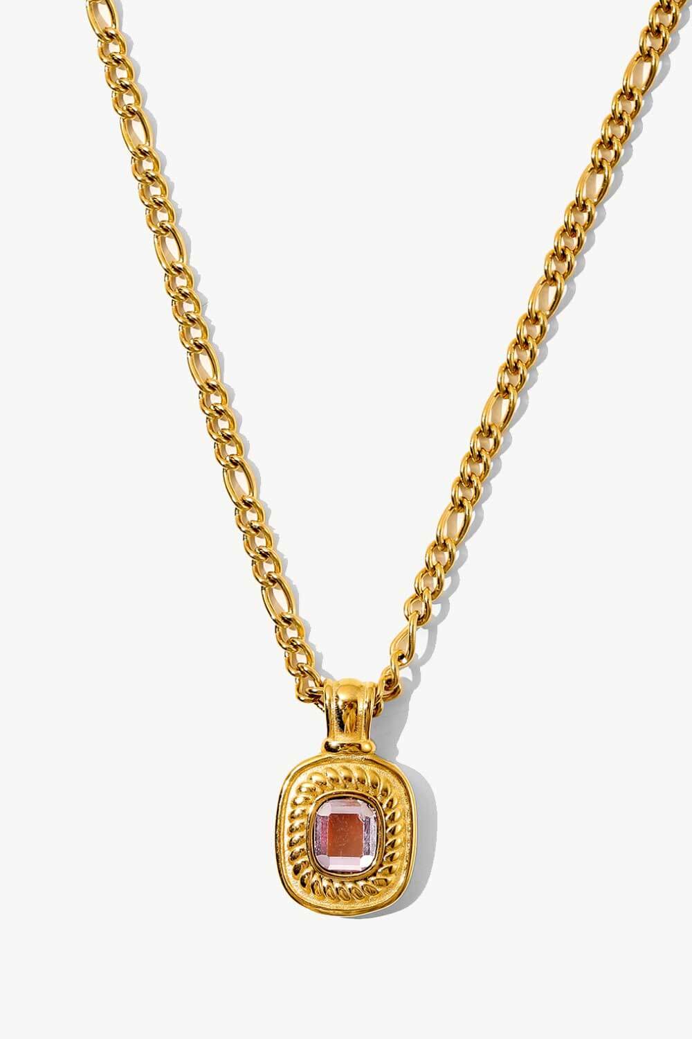 18K Gold Plated Inlaid Rhinestone Pendant Necklace - Necklaces - FITGGINS