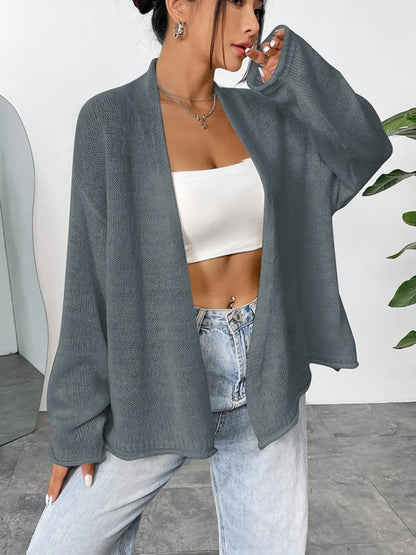 Open Front Dropped Shoulder Cardigan Fitggins