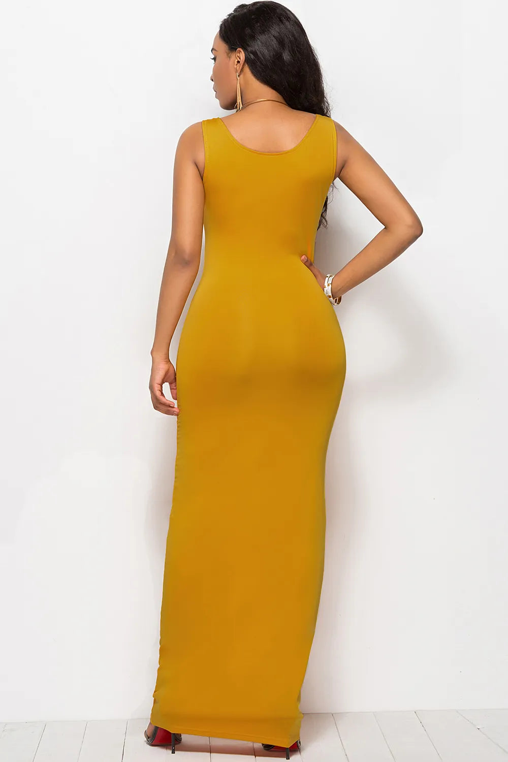 Scoop Neck Wide Strap Maxi Dress Fitggins