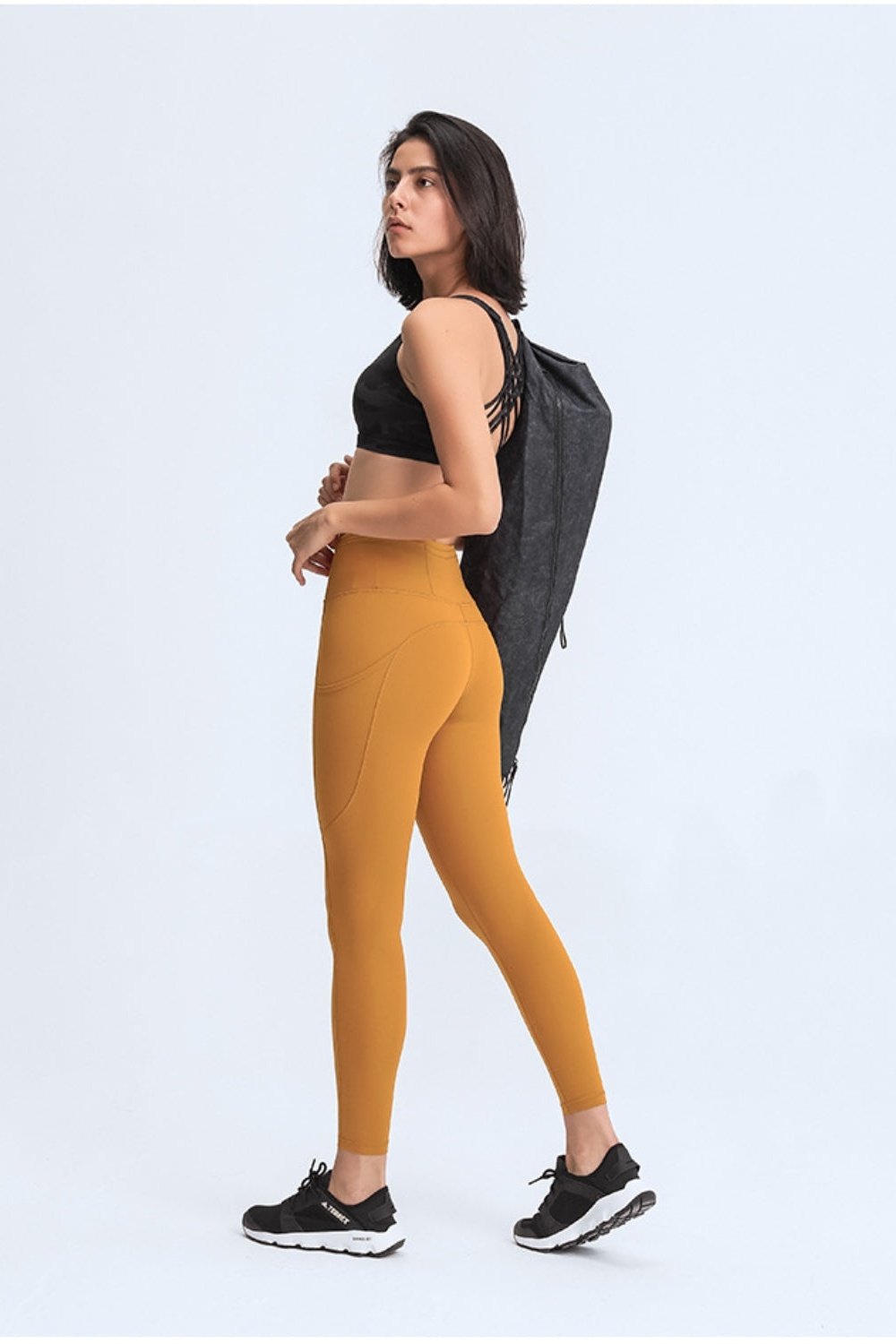 Wide Waistband Leggings with Pockets - Leggings - FITGGINS