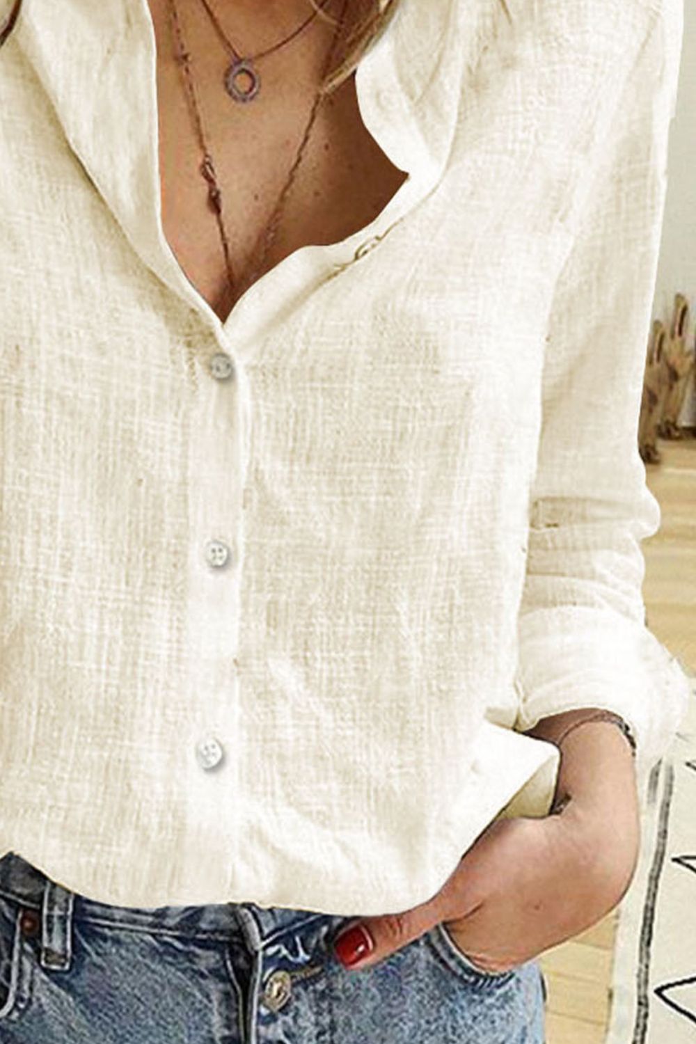 Button Up Long Sleeve Shirt - Shirts - FITGGINS