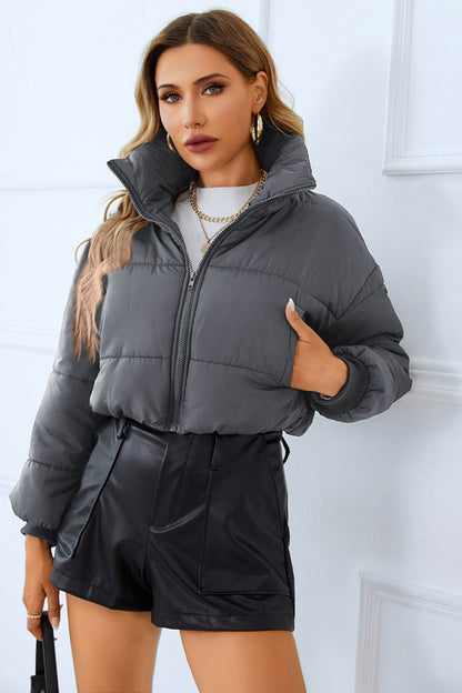 Zip-Up Winter Coat with Pockets - Jackets - FITGGINS