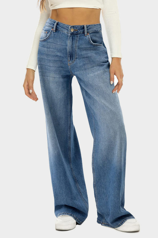 High Waist Wide Leg Jeans - Stylish Comfort Solution