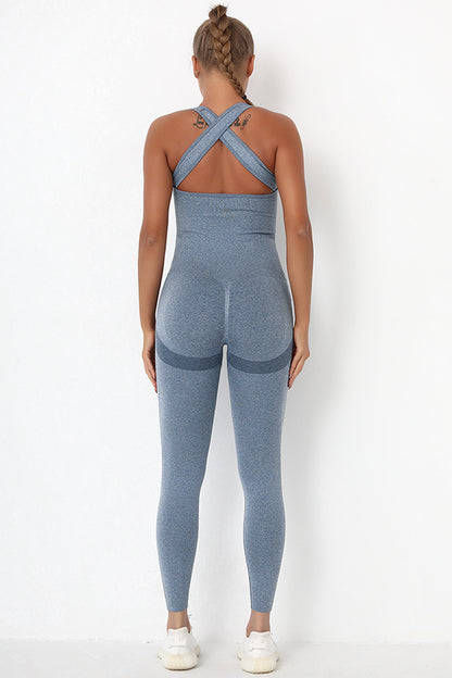 Crisscross Wide Strap Active Jumpsuit - Active Set - FITGGINS