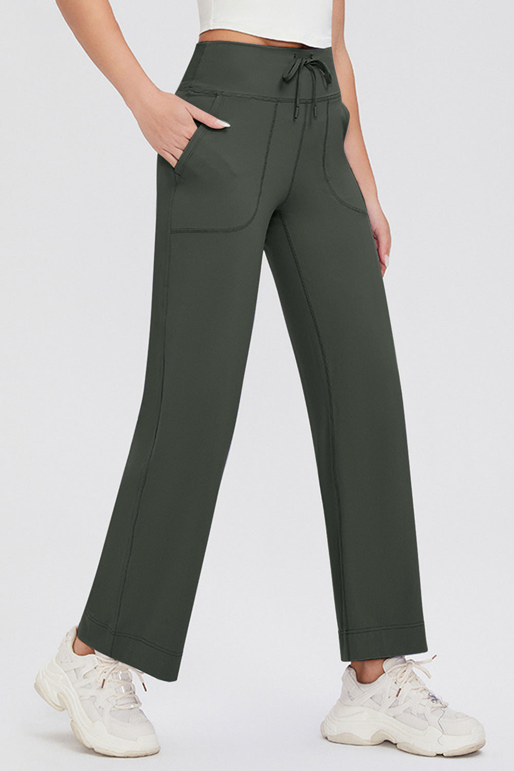 Basic Bae Full Size Drawstring High Waist Pants with Pockets - Pants - FITGGINS