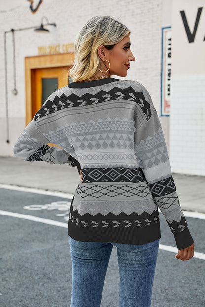 Round Neck Drop Shoulder Sweater Fitggins