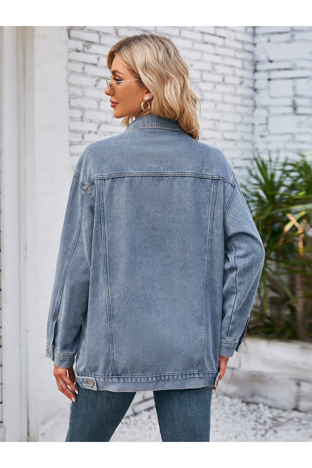 Button Up Long Sleeve Denim Jacket - Denim Jackets - FITGGINS