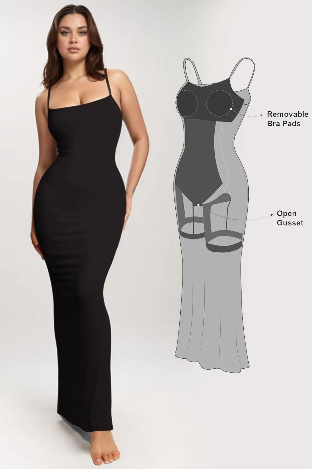 Basic Bae Built-In Shapewear Sleeveless Maxi Dress Black Fitggins