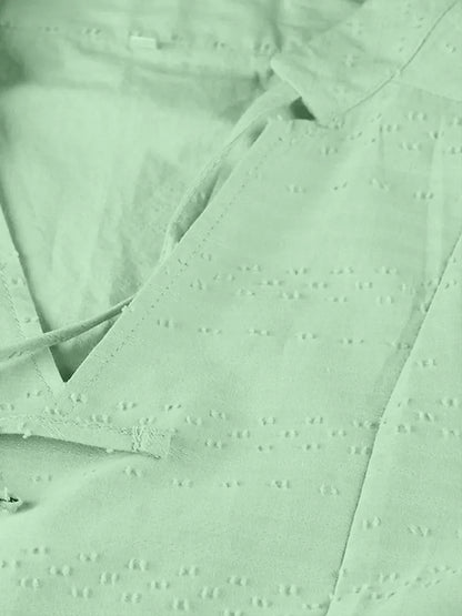 Full Size Tied Three-Quarter Sleeve Mini Dress Fitggins