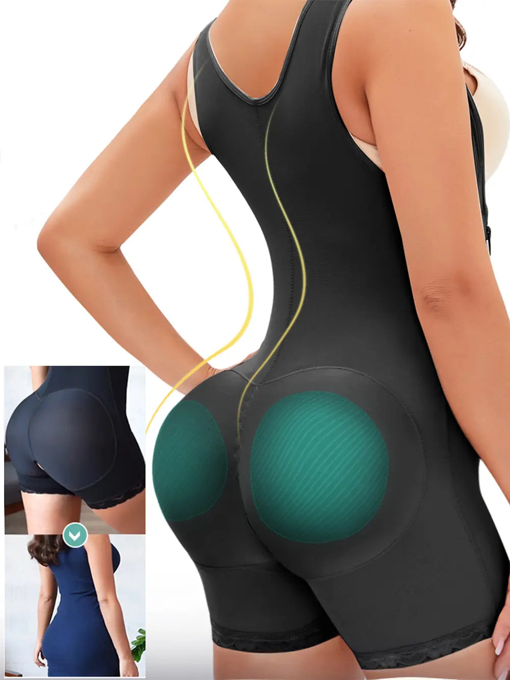 Full Size Side Zip Up Wide Strap Shapewear Fitggins