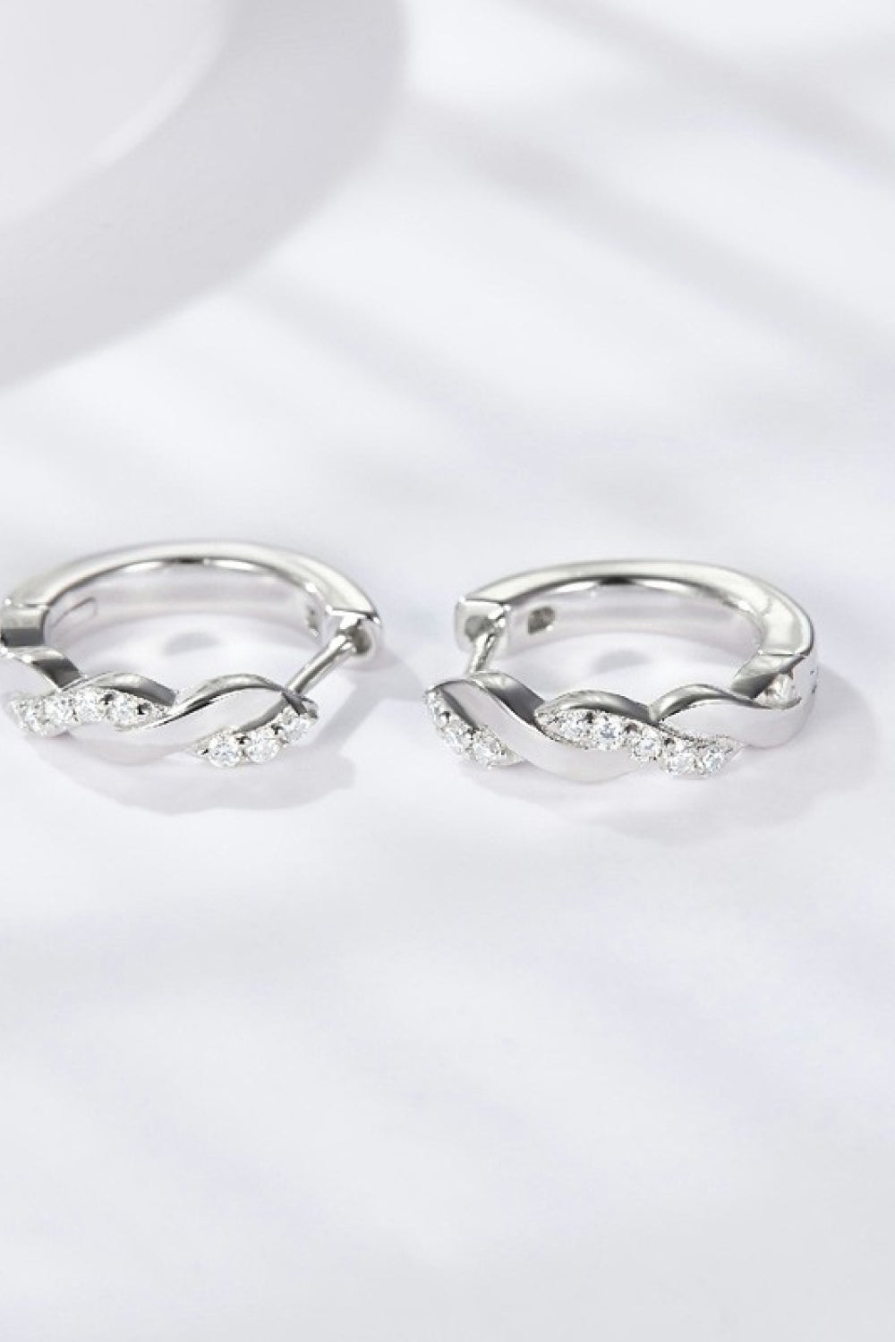 Moissanite Twisted Platinum-Plated Earrings - Earrings - FITGGINS