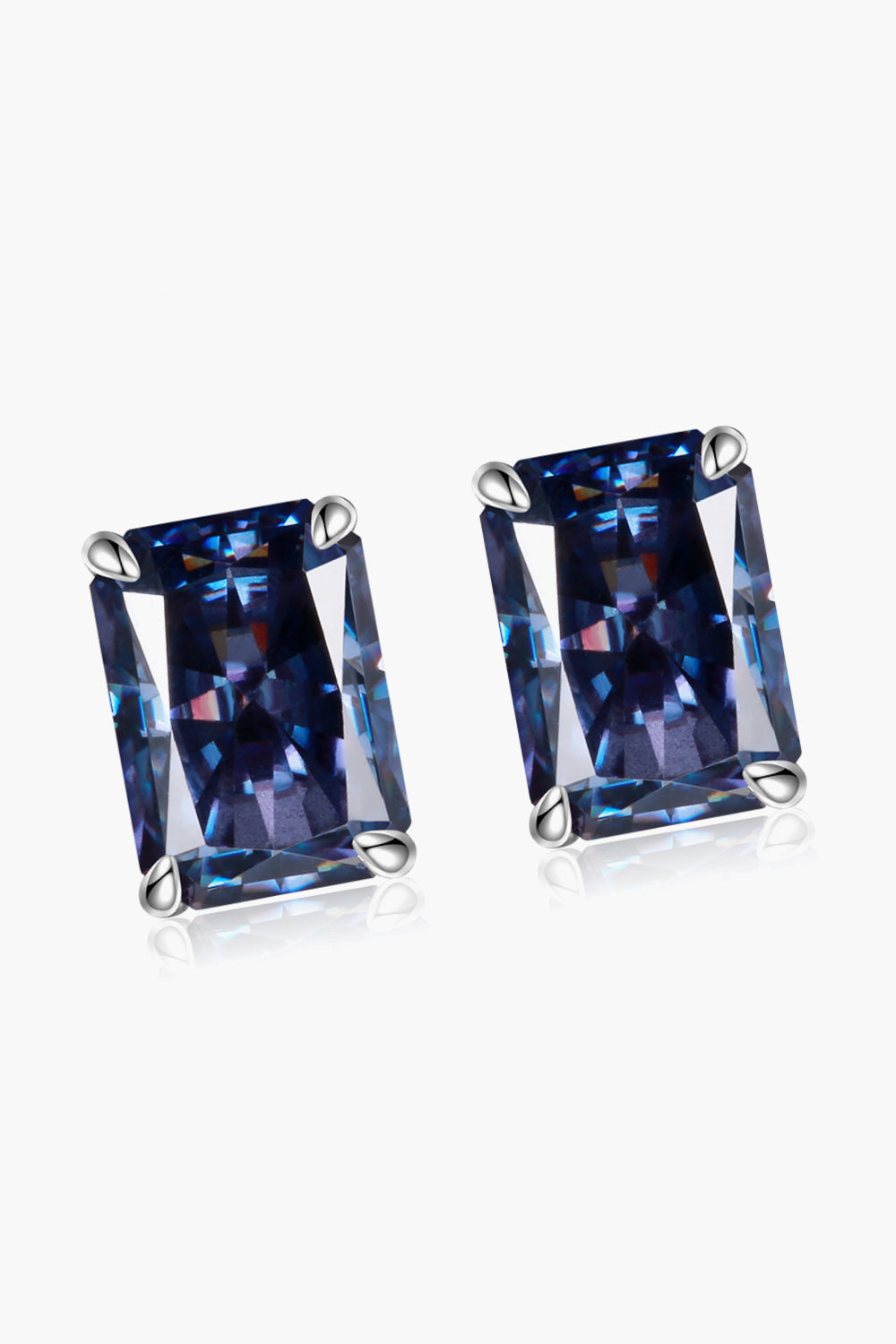 2 Carat Rectangle Moissanite 4-Prong Stud Earrings - Earrings - FITGGINS