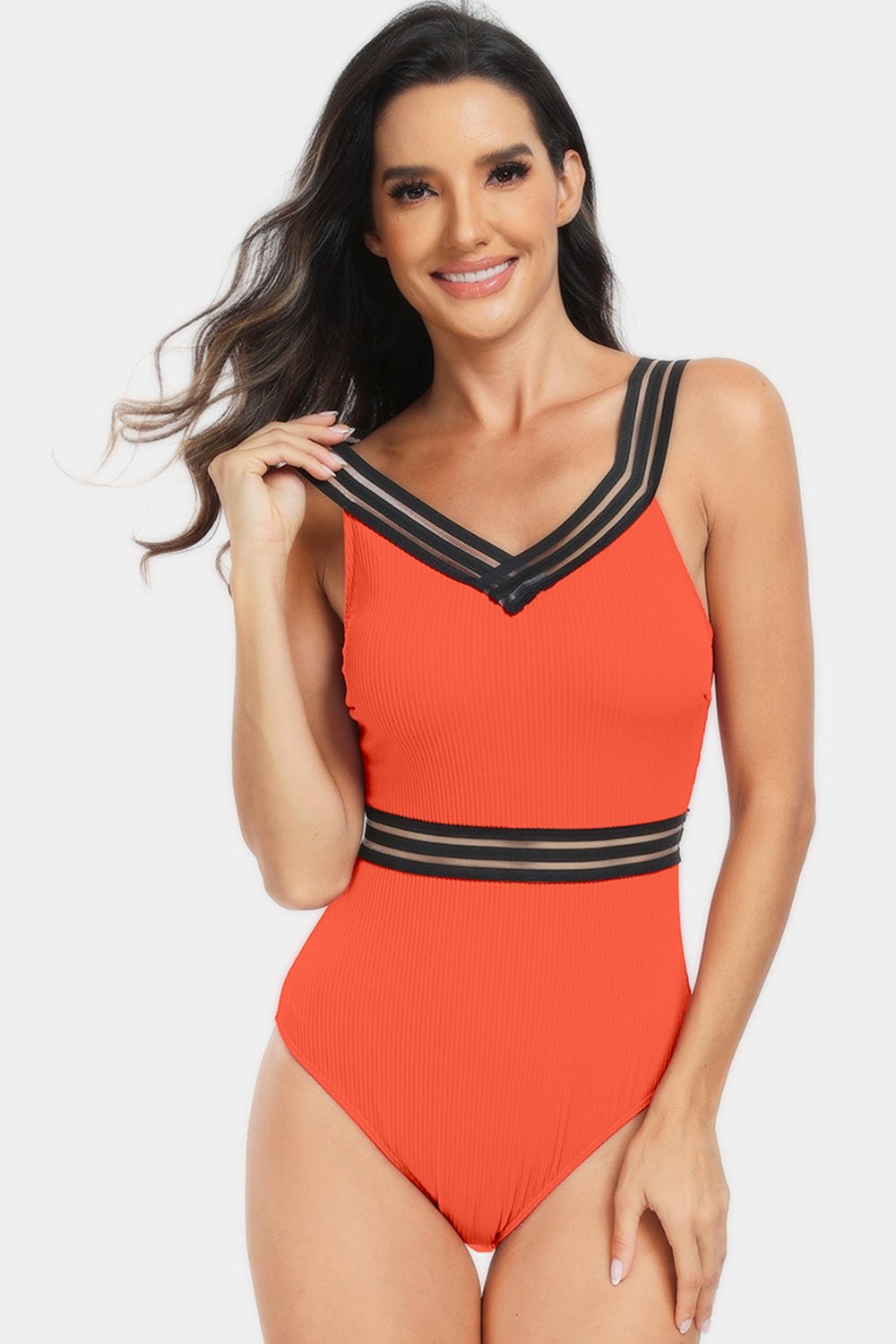 V-Neck One-Piece Swimwear - Swimwear One-Pieces - FITGGINS