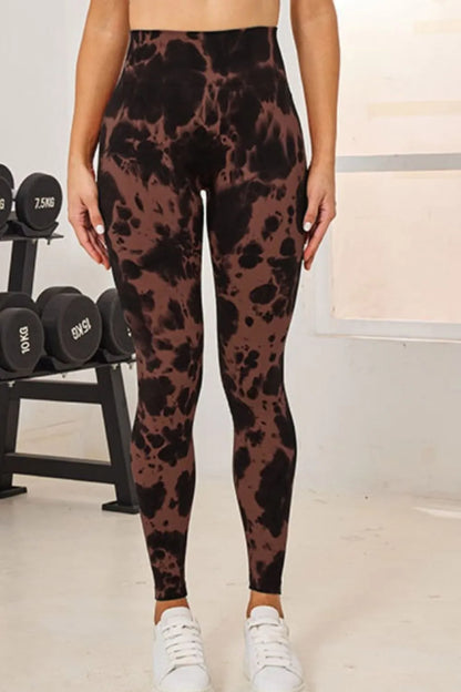 Tie-Dye High Waist Active Leggings Brown Fitggins