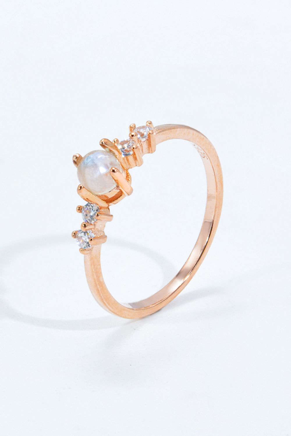 Natural Moonstone and Zircon 18K Rose Gold-Plated Ring - Rings - FITGGINS