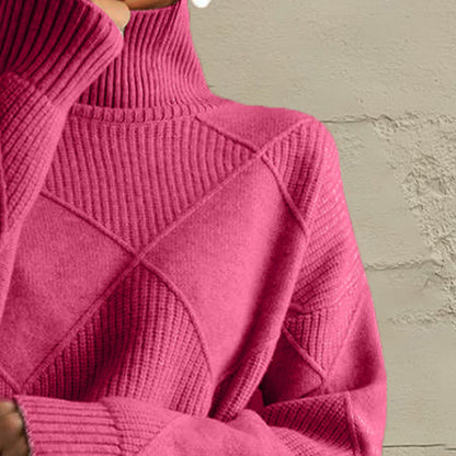 Geometric Turtleneck Long Sleeve Sweater Fitggins