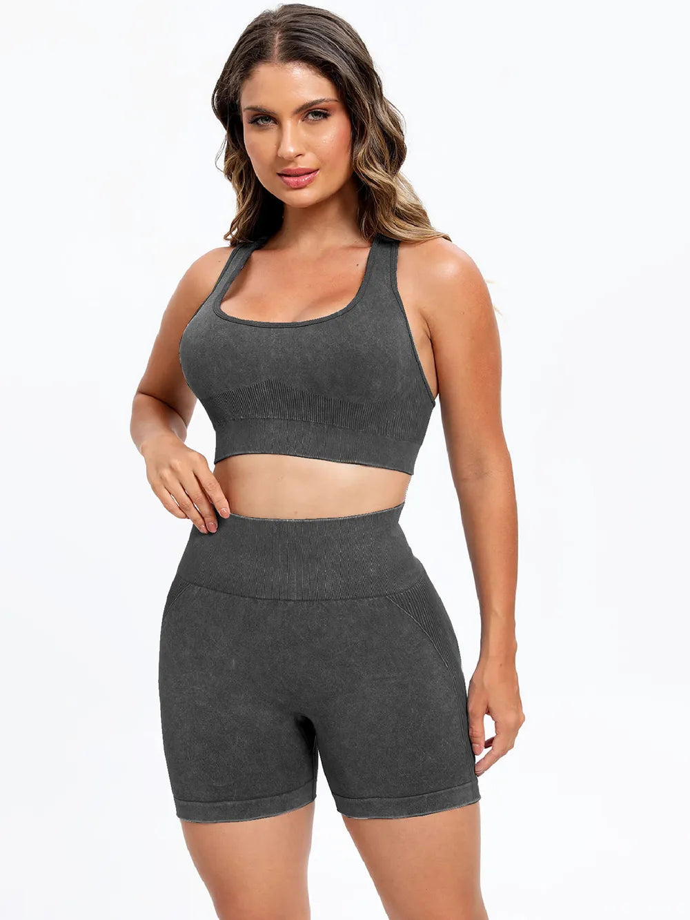 Scoop Neck Wide Strap Top and Shorts Active Set Fitggins