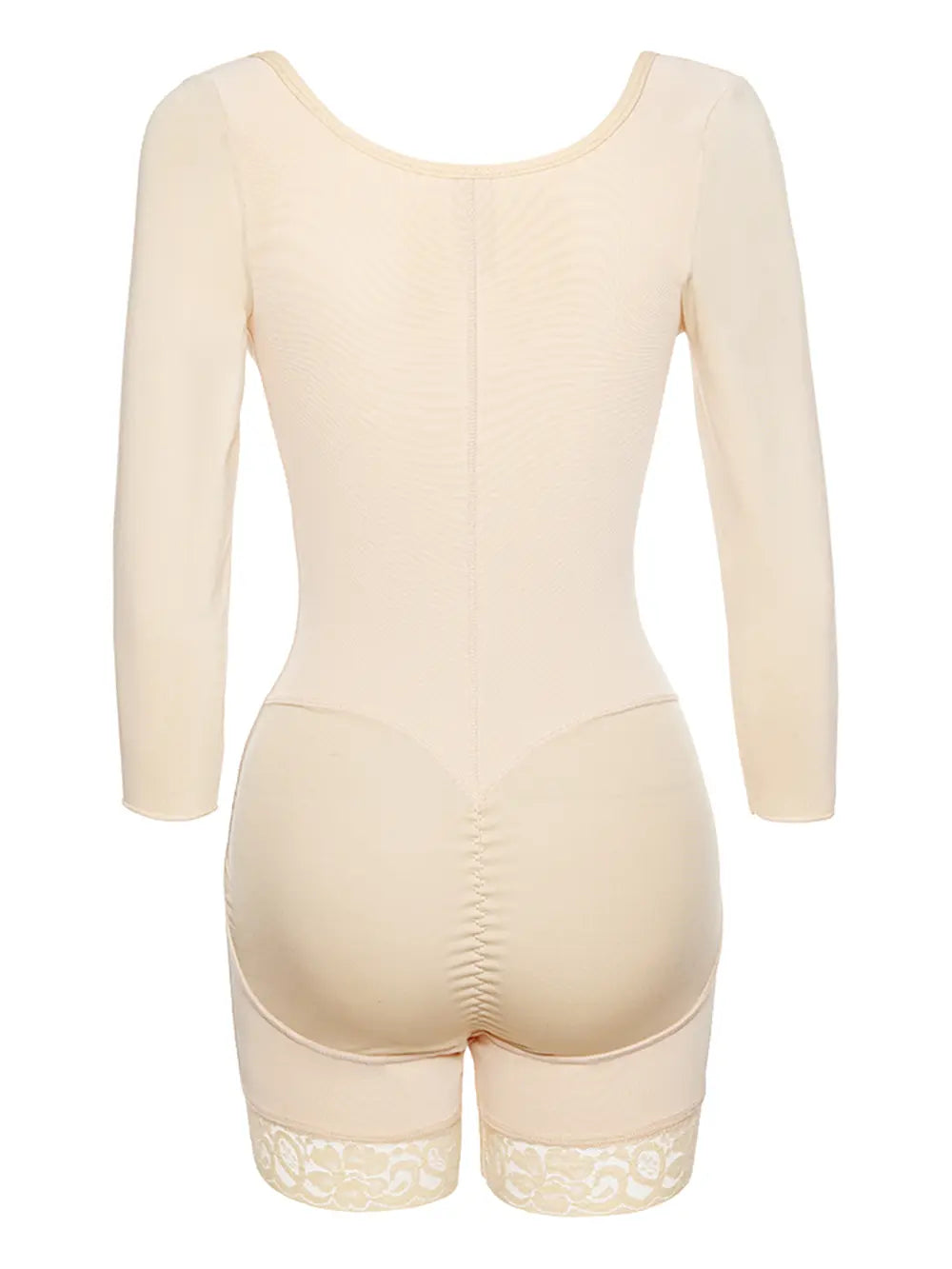 Full Size Zip Up Lace Detail Long Sleeve Shapewear Fitggins