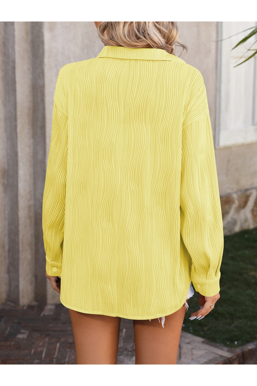 Mandy Sheer Button-Up Dropped Shoulder Shirt Fitggins