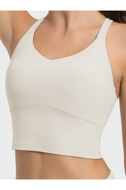 Millennia Crisscross Round Neck Active Tank - Crop Tops & Tank Tops - FITGGINS