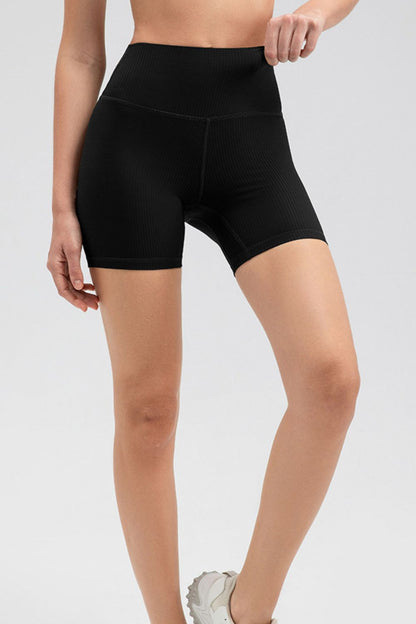 Wide Waistband Slim Fit Sports Shorts Black Fitggins