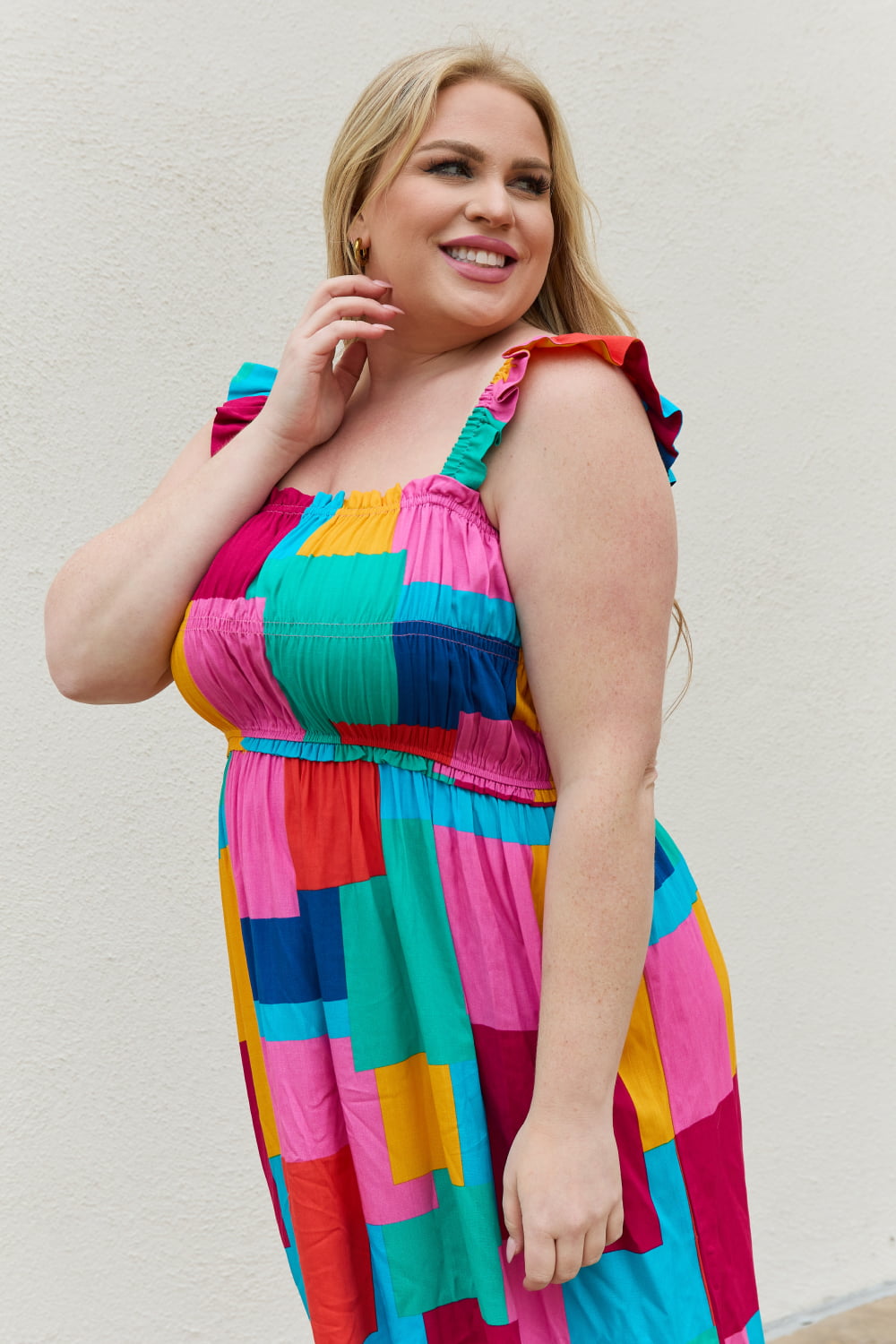 And The Why Multicolored Square Print Summer Dress - Casual & Maxi Dresses - FITGGINS