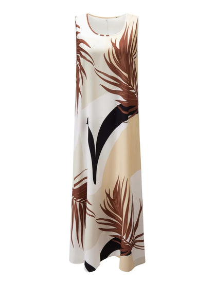 Printed Round Neck Mini Tank Dress Fitggins