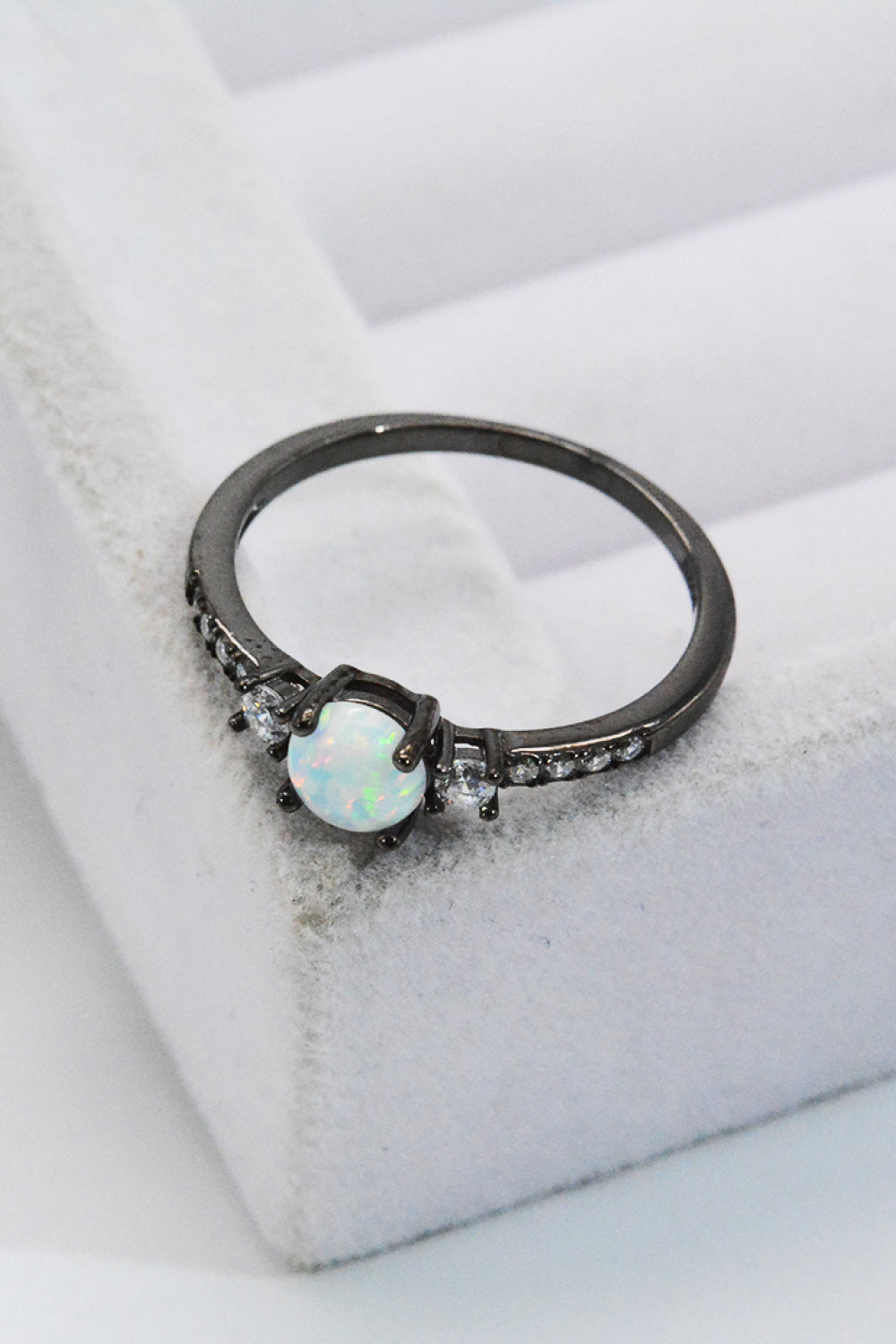 925 Sterling Silver Round Opal Ring - Rings - FITGGINS