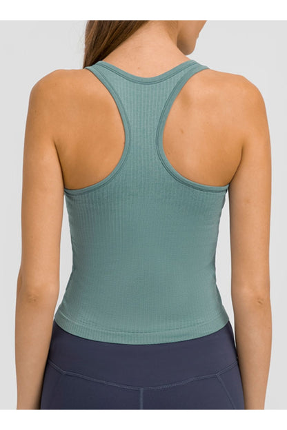 Millennia Round Neck Racerback Active Tank - Crop Tops & Tank Tops - FITGGINS