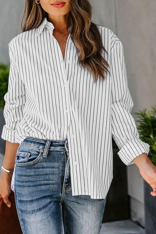 Lovelet Striped Button-Up Long Sleeve Shirt Fitggins