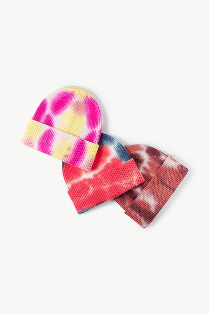 Tie-Dye Cuffed Knit Beanie - Hats - FITGGINS