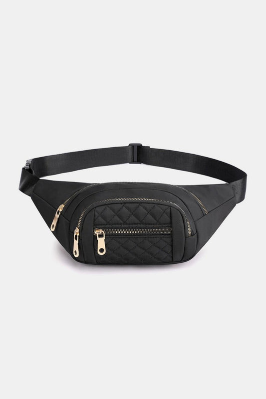 Zenana Quilted Multi Pocket Waist Belt Bag - Handbag - FITGGINS