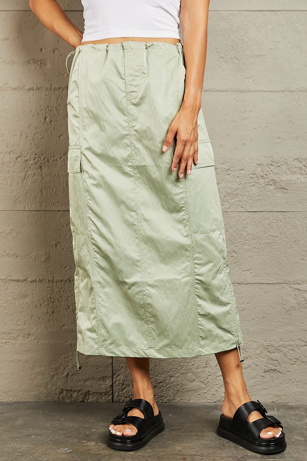 HYFVE Just In Time High Waisted Cargo Midi Skirt - Skirts - FITGGINS