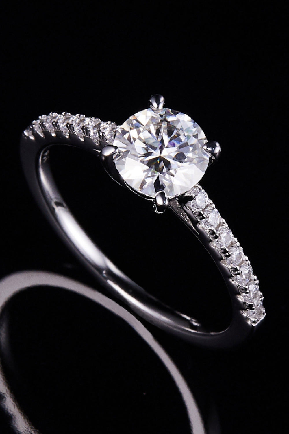 1 Carat Moissanite 925 Sterling Silver Side Stone Ring - Rings - FITGGINS