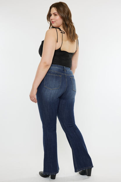 Kancan Full Size Mid Rise Slim Flare Jeans - Jeans - FITGGINS