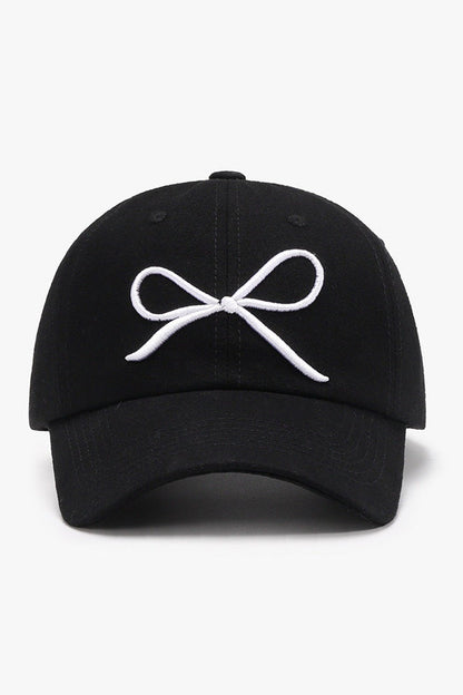 Bow Embroidered Cotton Baseball Cap - Hats - FITGGINS