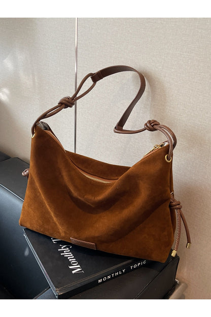 Suede Large Shoulder Bag - Handbag - FITGGINS