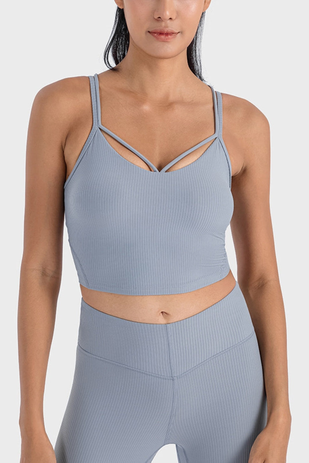 Millennia Double Strap Ribbed Sports Cami - Crop Tops & Tank Tops - FITGGINS