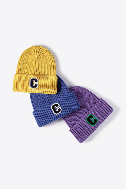 Letter C Patch Cuffed Beanie - Hats - FITGGINS