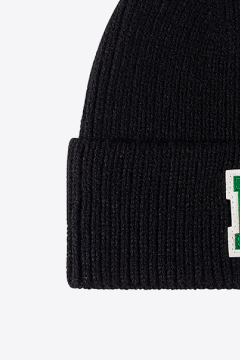 Letter Patch Cuffed Knit Beanie - Hats - FITGGINS