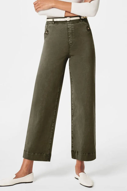 High Waist Jeans with Pockets Olive Brown Fitggins