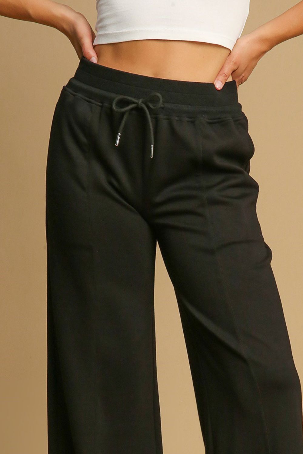 Umgee Drawstring Wide Leg Pants with Pockets - Pants - FITGGINS