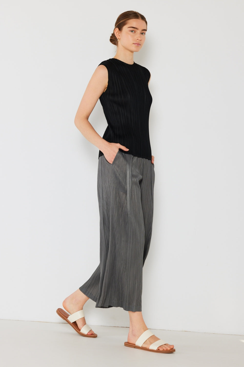 Marina West Swim Pleated Wide-Leg Pants with Side Pleat Detail - Pants - FITGGINS