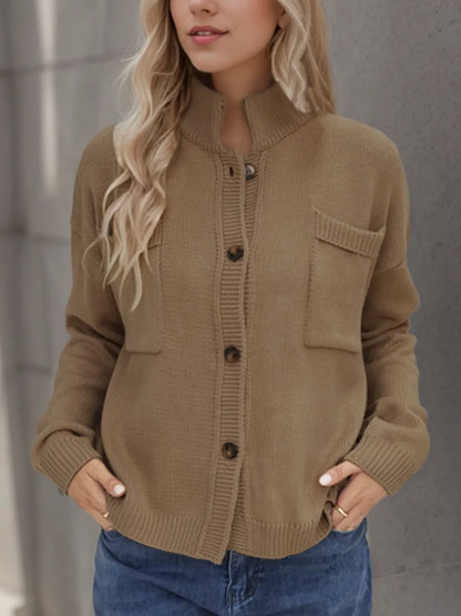 Button Up Long Sleeve Cardigan Fitggins