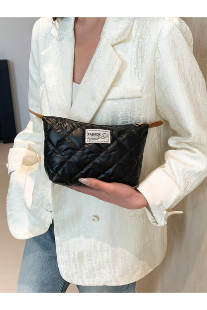 Solid Quilted Clutch with Zipper - Handbag - FITGGINS