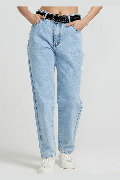 Pocketed Straight Leg Jeans - Jeans - FITGGINS