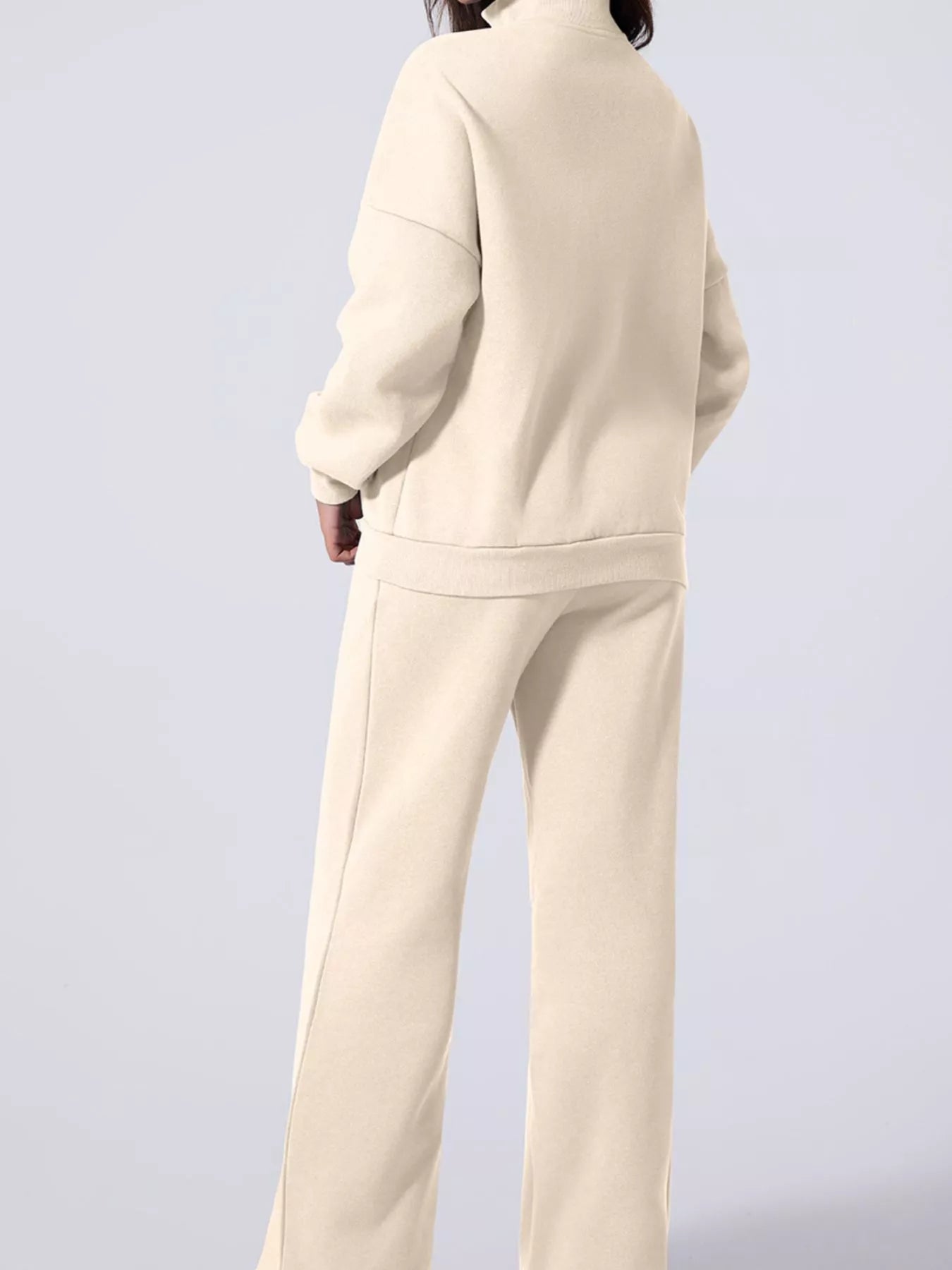 Drop Shoulder Zip Up Jacket and Drawstring Pants Active 2pcs Set Fitggins