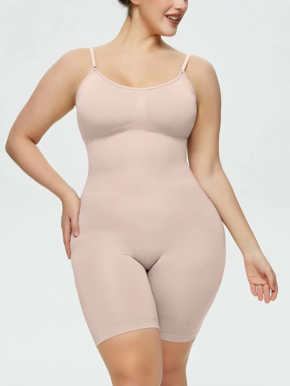 Full Size Spaghetti Strap Shaping Romper Dust Storm Fitggins