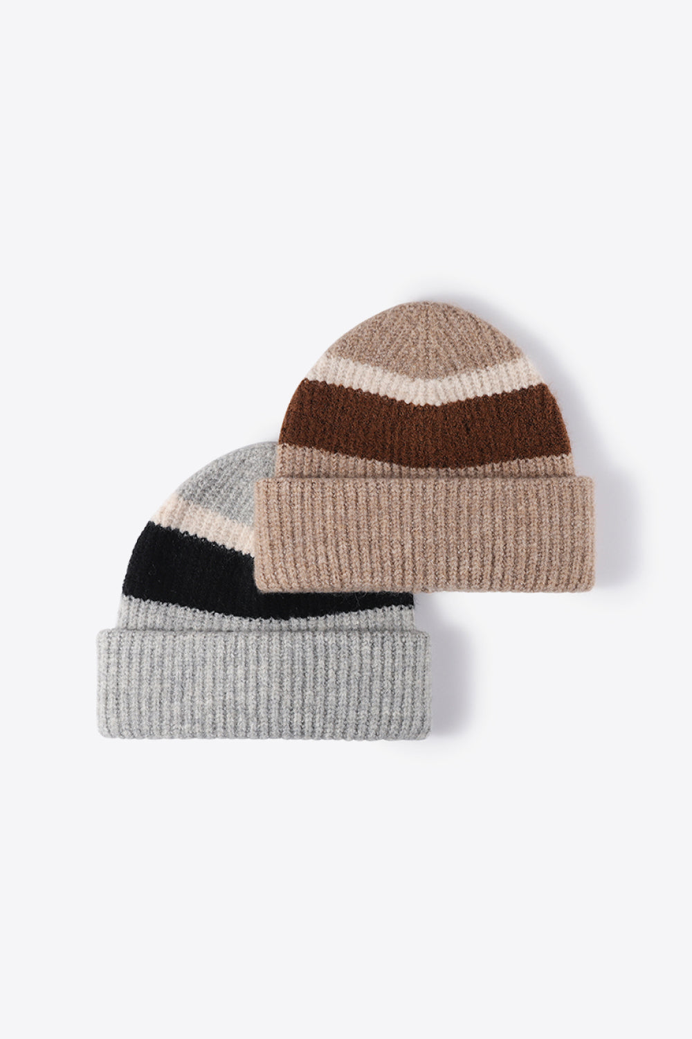 Tricolor Cuffed Knit Beanie - Hats - FITGGINS