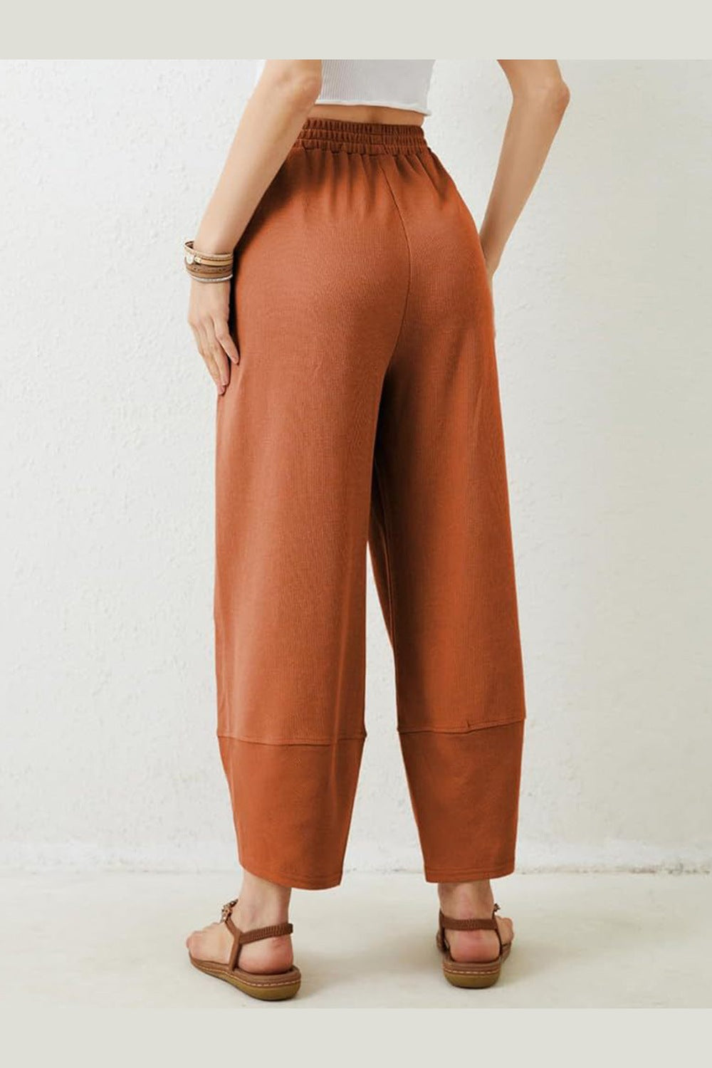 Lovelet Elastic Waist Wide Leg Pants - Pants - FITGGINS